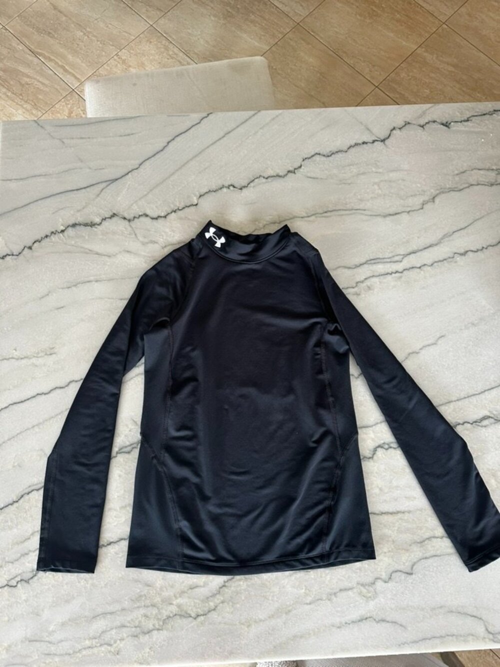 Under Armour BOYS ColdGear Armour Fitted Mock black long-sleeve shirT YLG